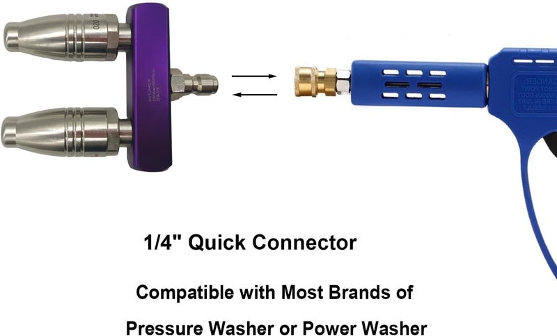 TeenGo Turbo Nozzle, Stainless Steel, Globe Valve, Pressure Washer Turbo Nozzle, 3600 PSI Max, 1/4" Quick Connector (Dual-Orifice 4.0) - Image 4